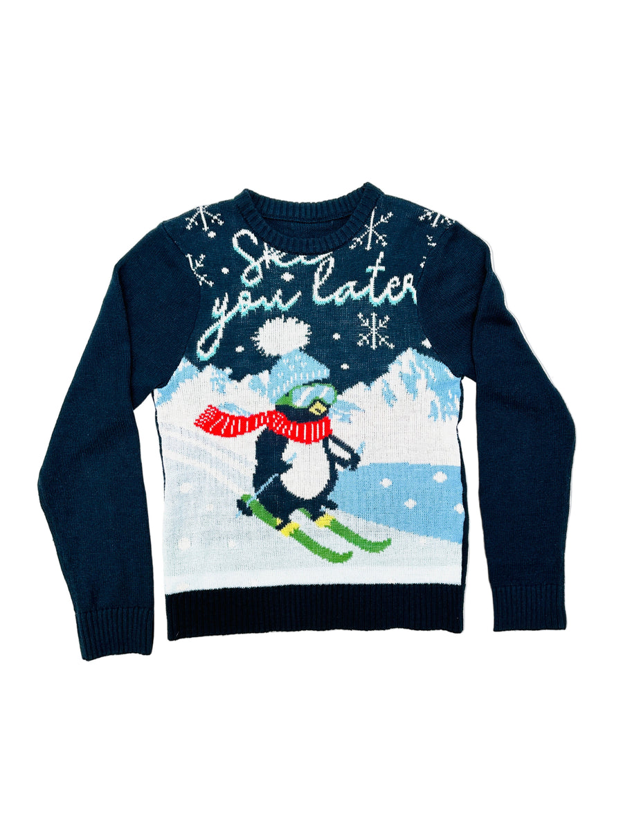 Vintage karácsonyi pulóver - Síelő Pingvin II