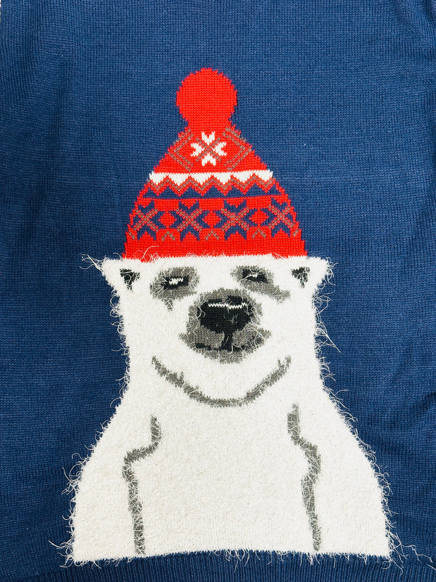 Vintage Christmas Sweater - Polar Bear with Hat