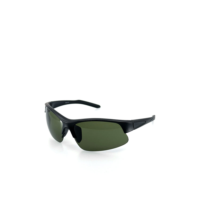 Sportos fazonú, biciklis stílusú fekete műanyag napszemüveg.