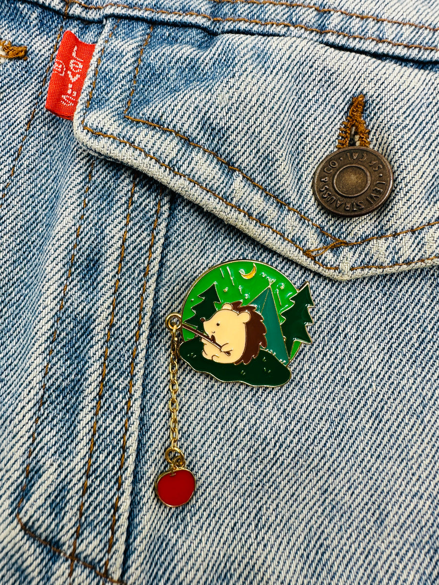 Badge - Fishing Hedgehog