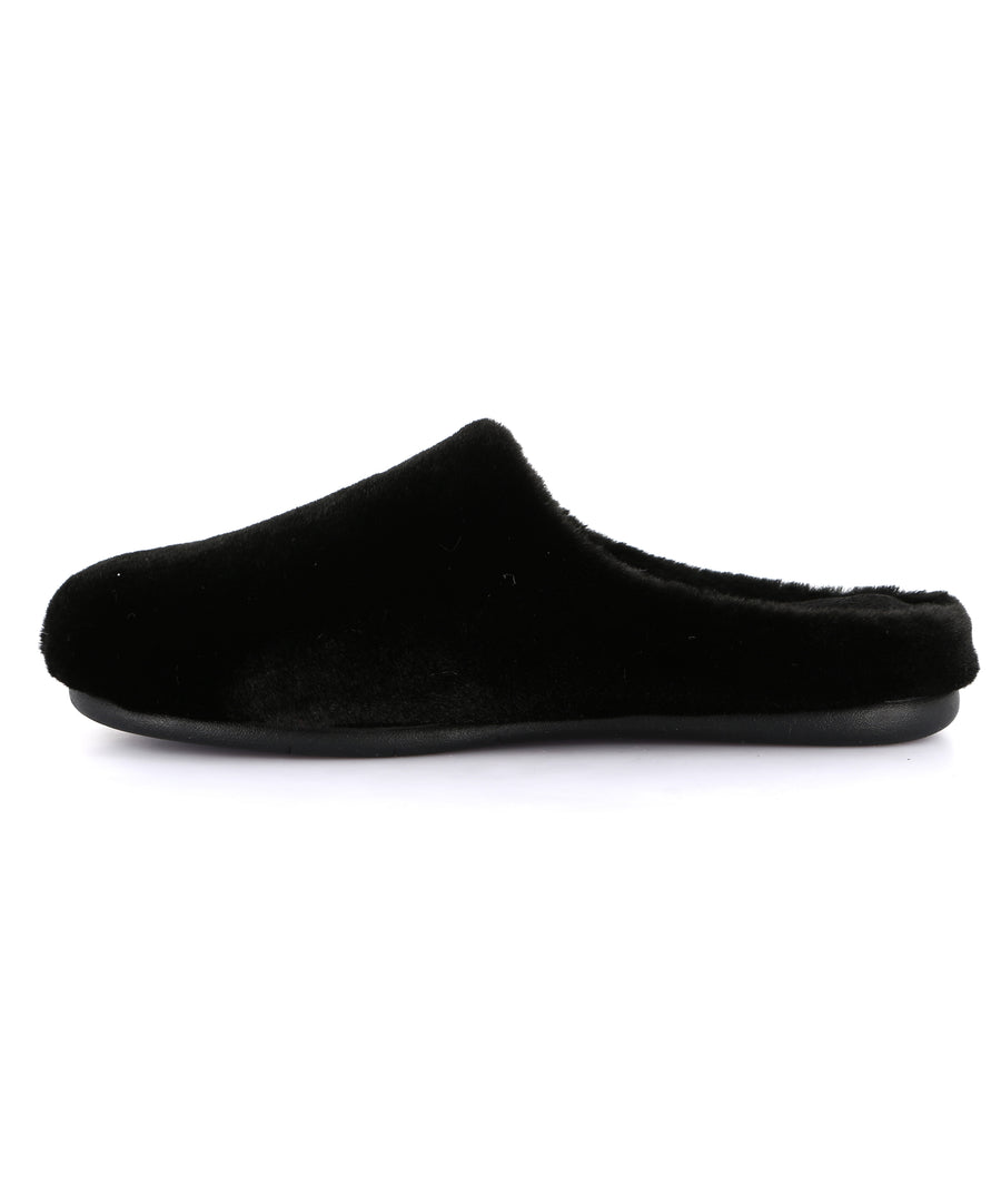 Grünland women's faux fur slippers - Black