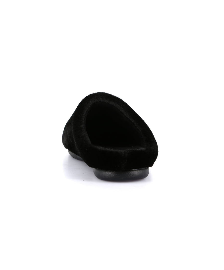 Grünland women's faux fur slippers - Black