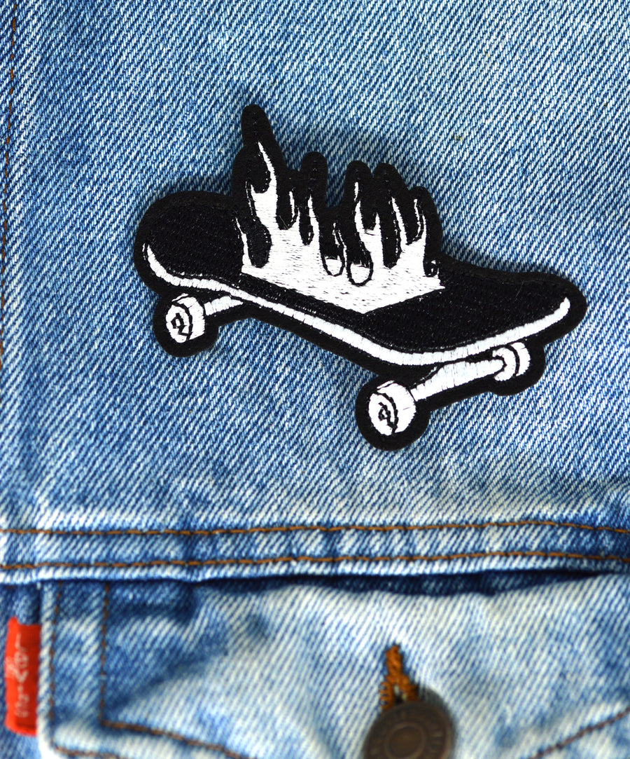 Patch - Flaming Skateboard