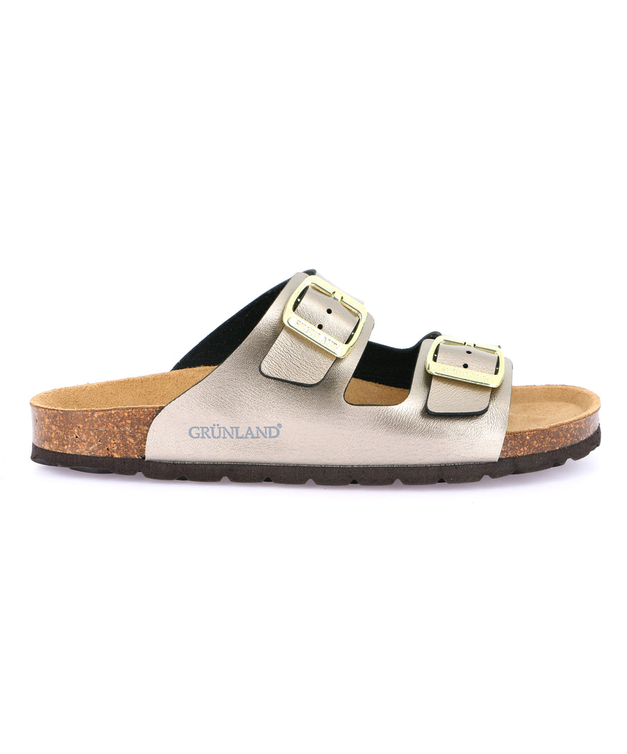 Grünland double strap women's slippers - Champagne
