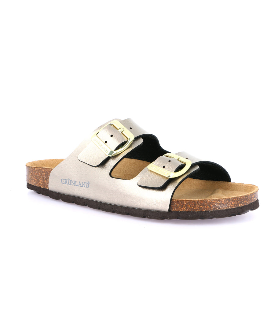 Grünland double strap women's slippers - Champagne