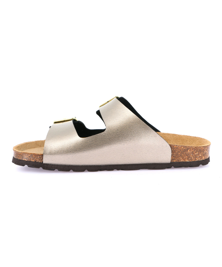 Grünland double strap women's slippers - Champagne