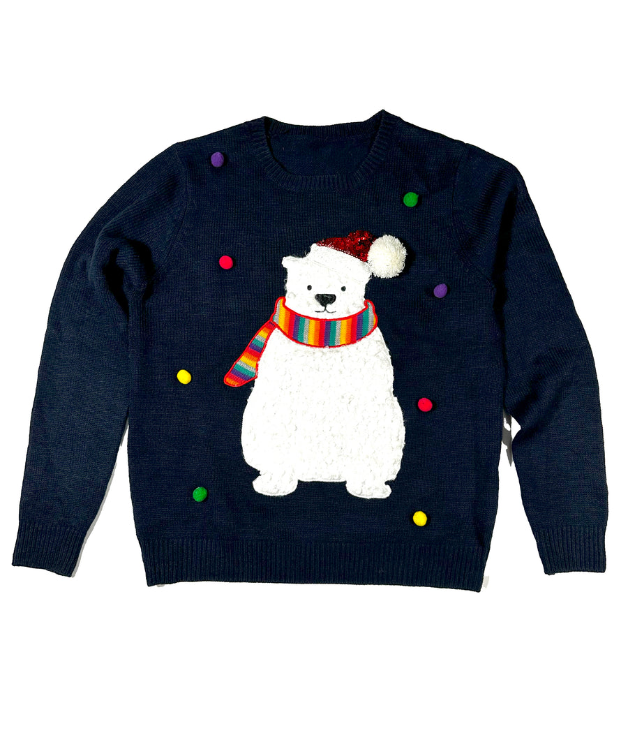 Vintage karácsonyi pulóver - Sálas Jegesmedve