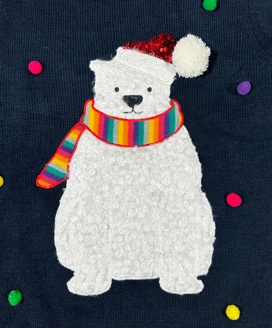 Vintage Christmas Sweater -Polar Bear with Scarf
