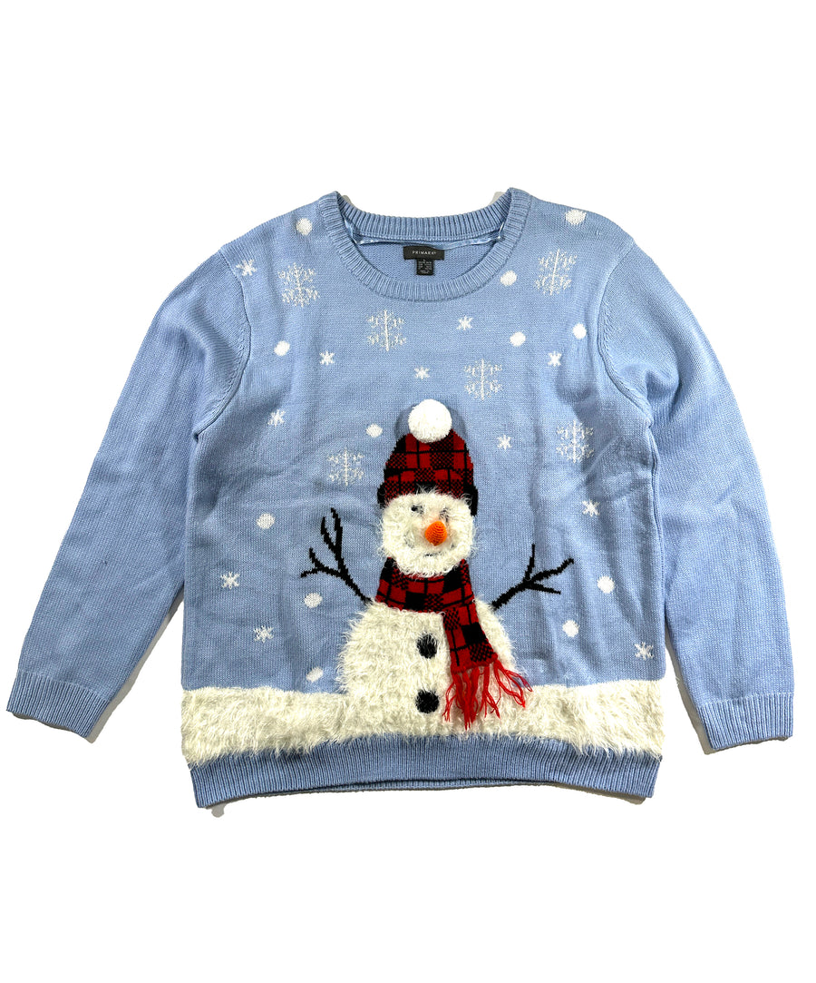 Vintage Christmas Sweater - Furry Snowman