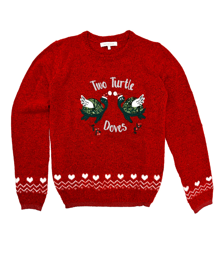 Vintage Christmas Sweater -Two Turtle Doves