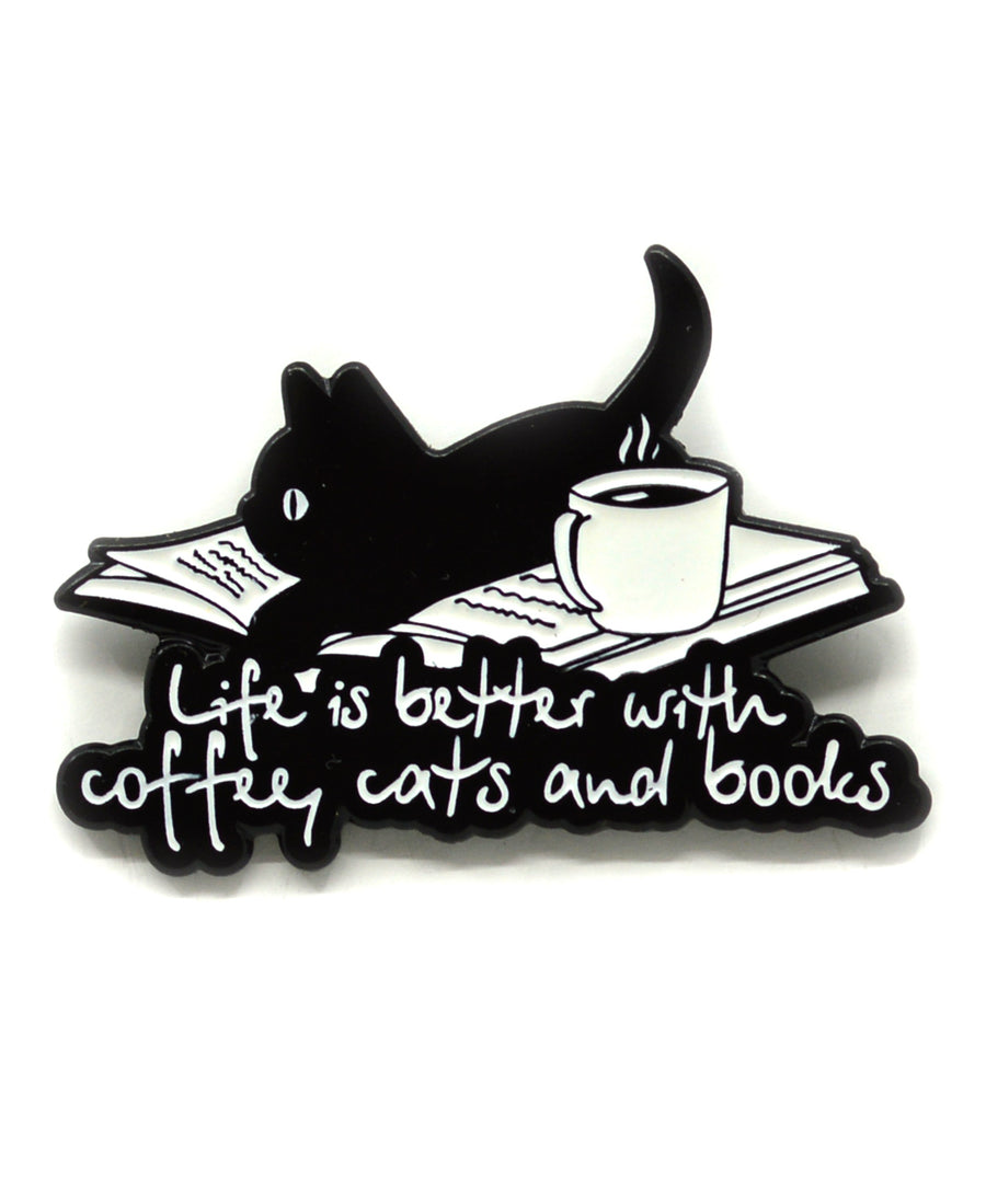 Kitűző - Cats and books