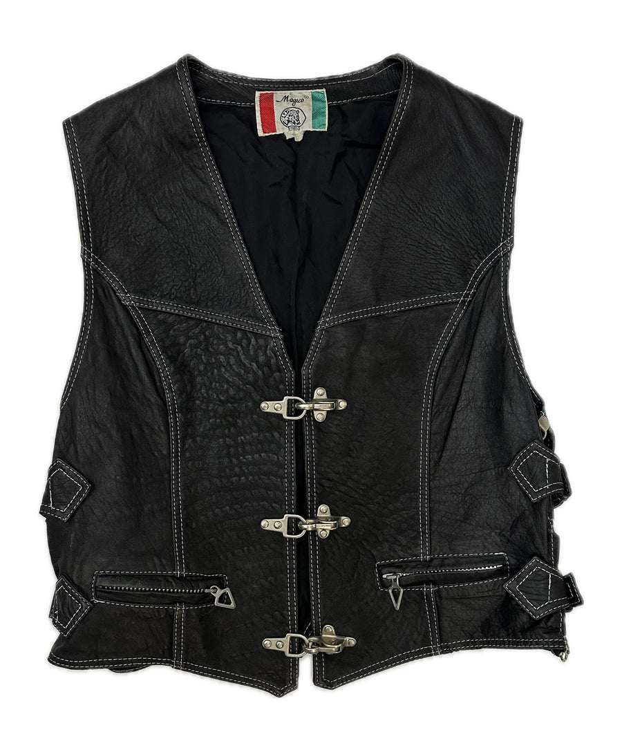 Vintage leather vest - With buckles