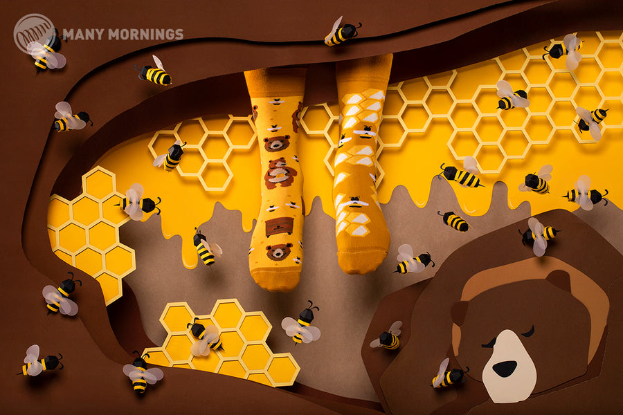 Medve és méz mintás Many Mornings zokni