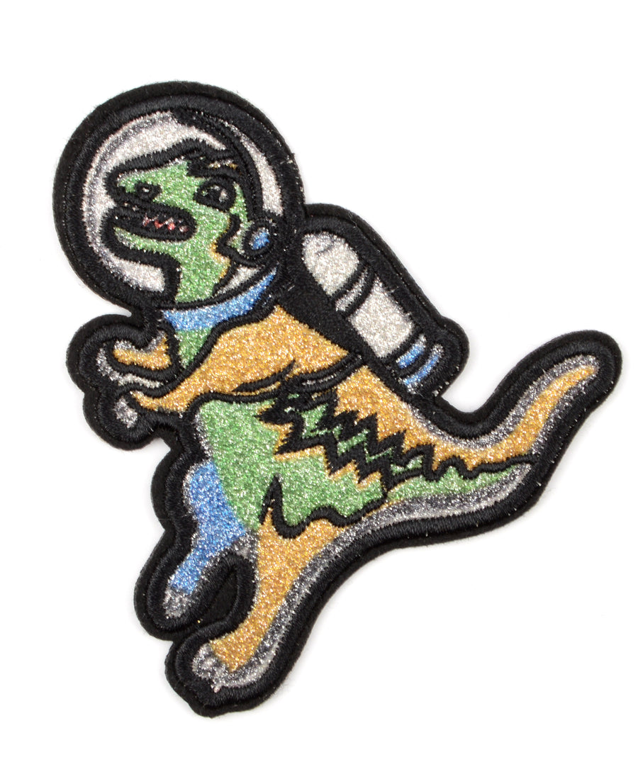 Űrhajós dinoszaurusz alakú hímzett felvarró