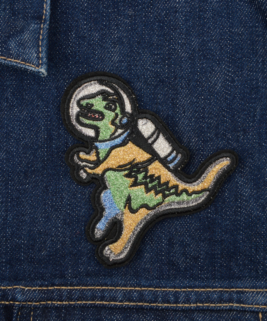 Űrhajós dinoszaurusz alakú hímzett felvarró
