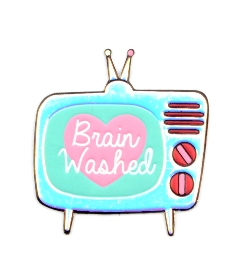 Brain Washed feliratos TV alakú, M3 ragasztóval ellátott ruhamatrica