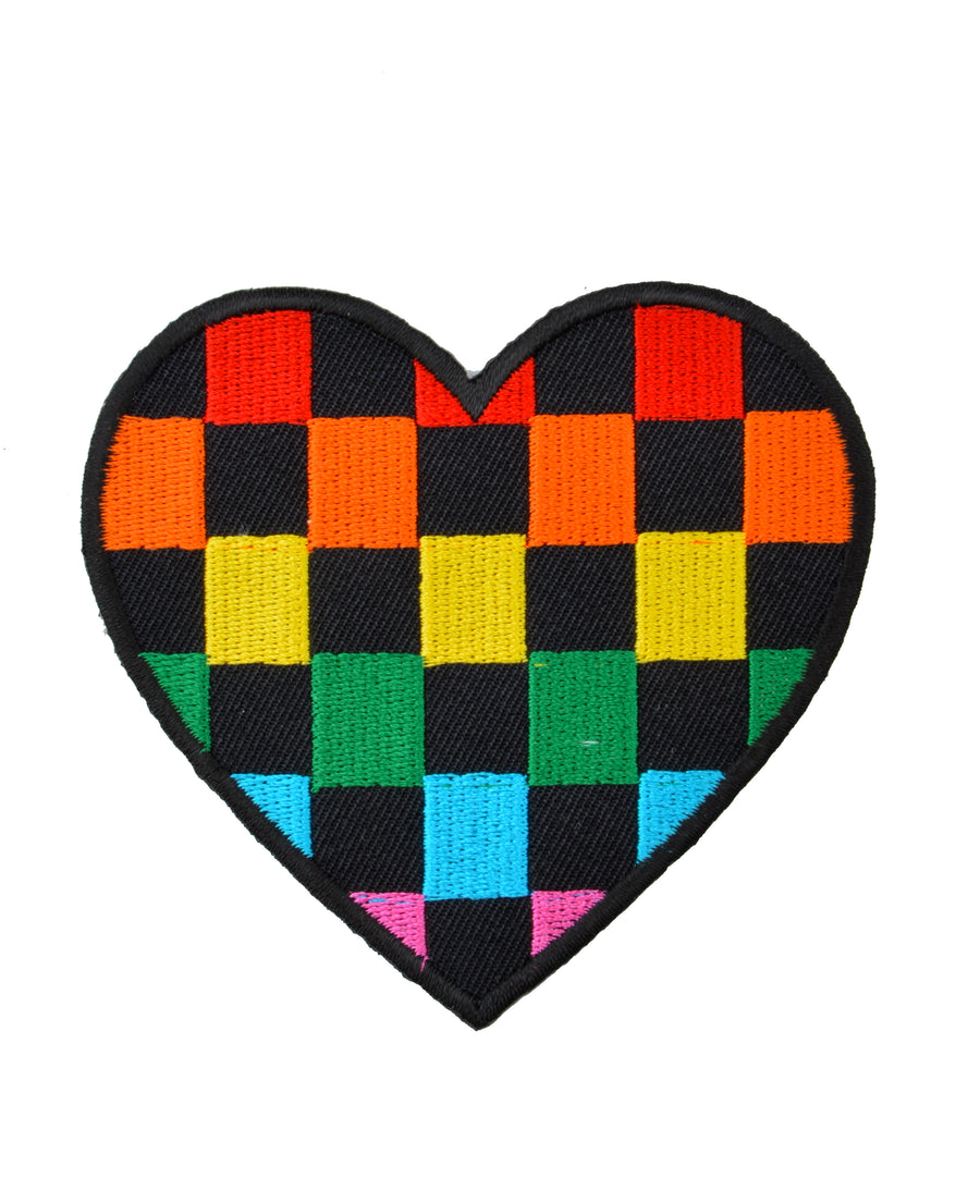 Patch - Plaid Rainbow Heart