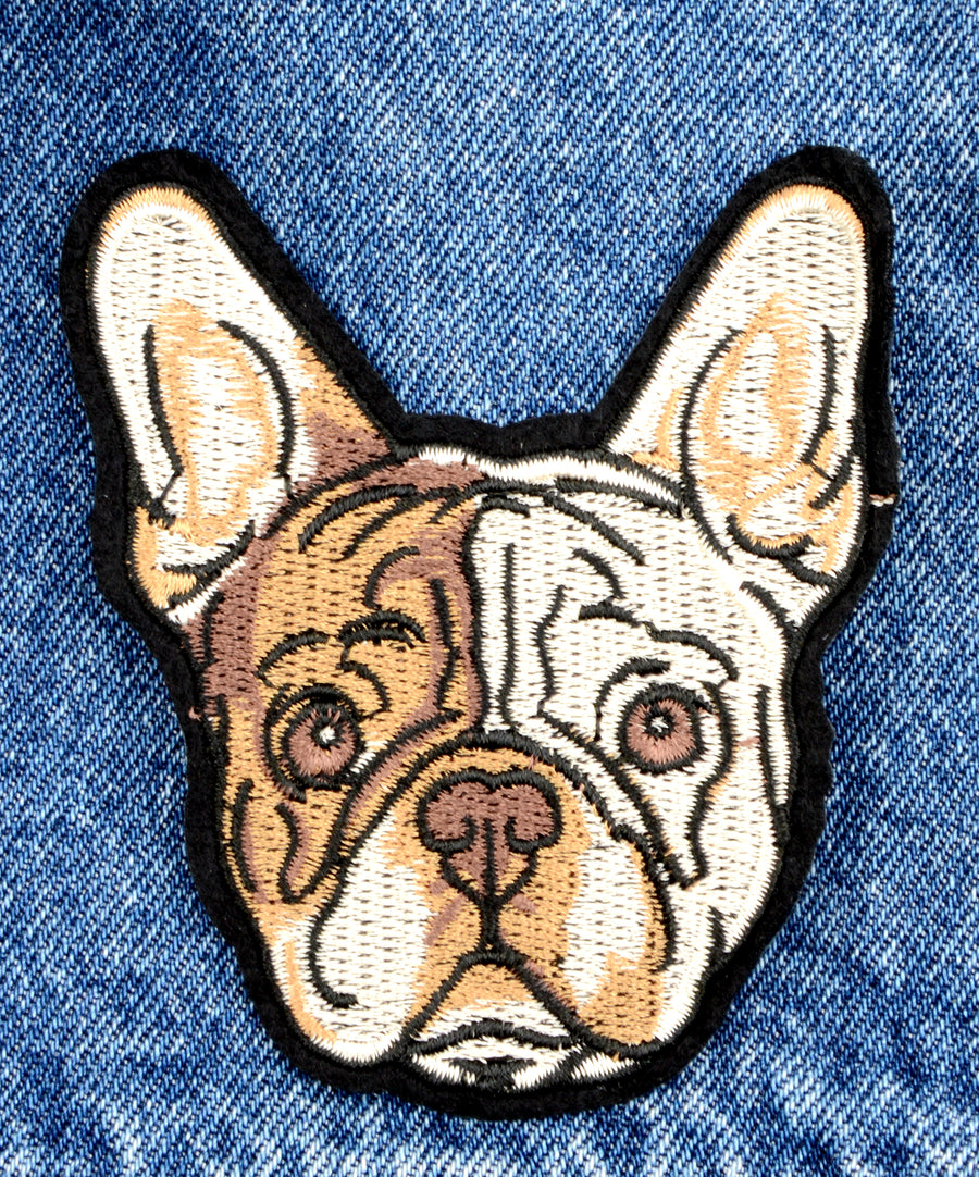 Francia bulldog kutya mintás hímzett felvarró