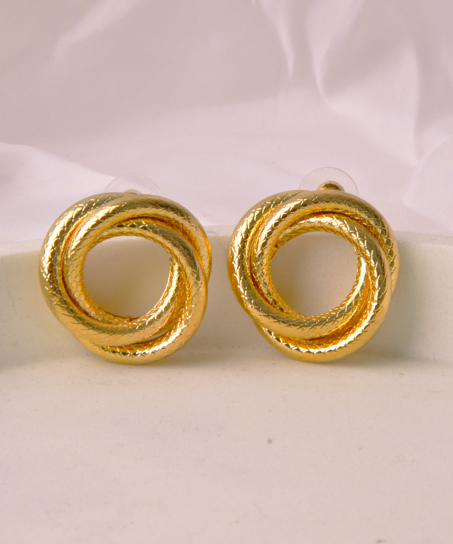 Earrings - Gold Knot | Ribbed
