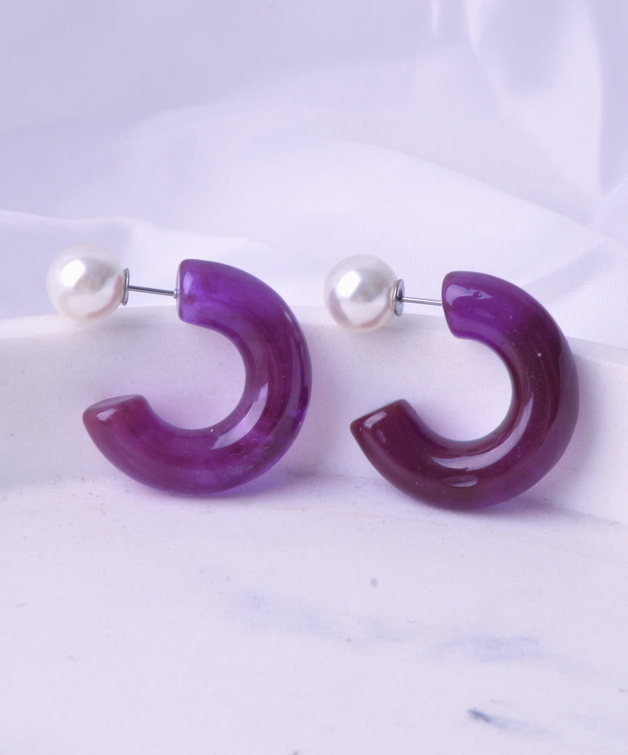 Earrings - Amber Pearl | Purple