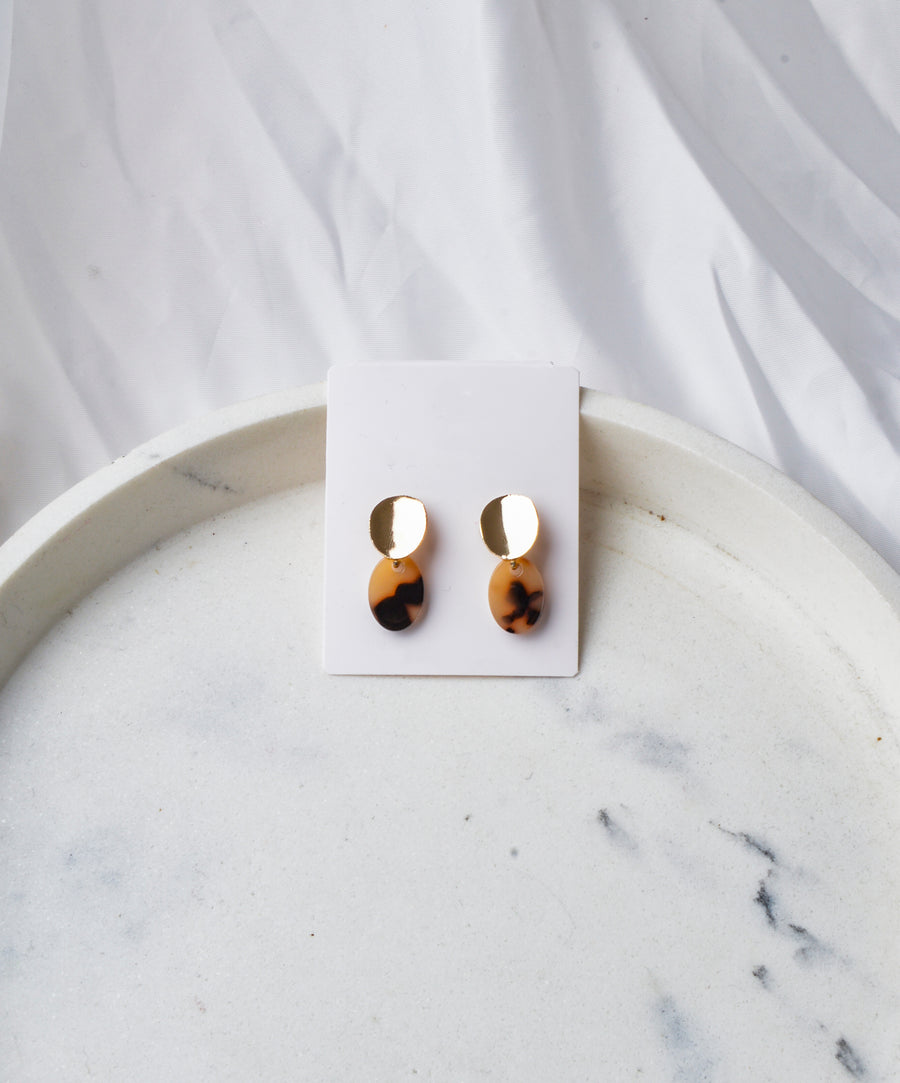 Earrings - Marble | Brown Oval