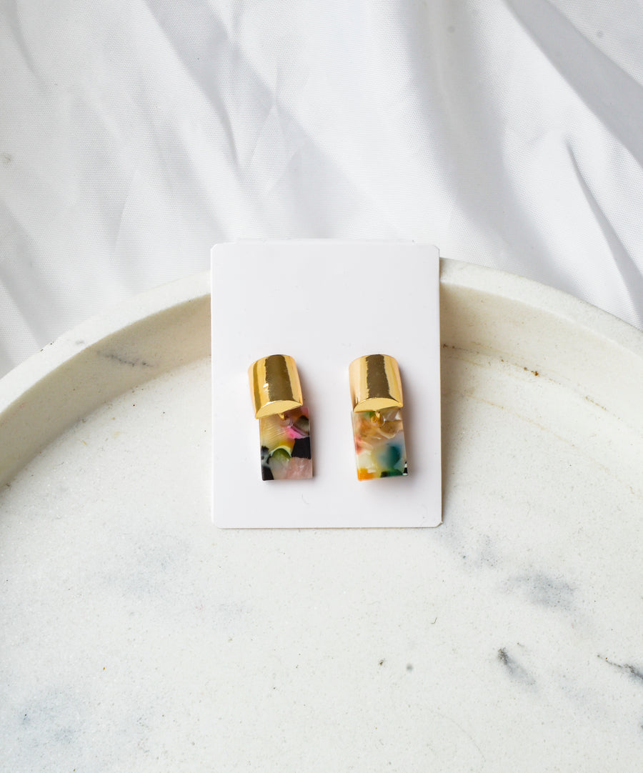 Earrings - Marble | Colored cube