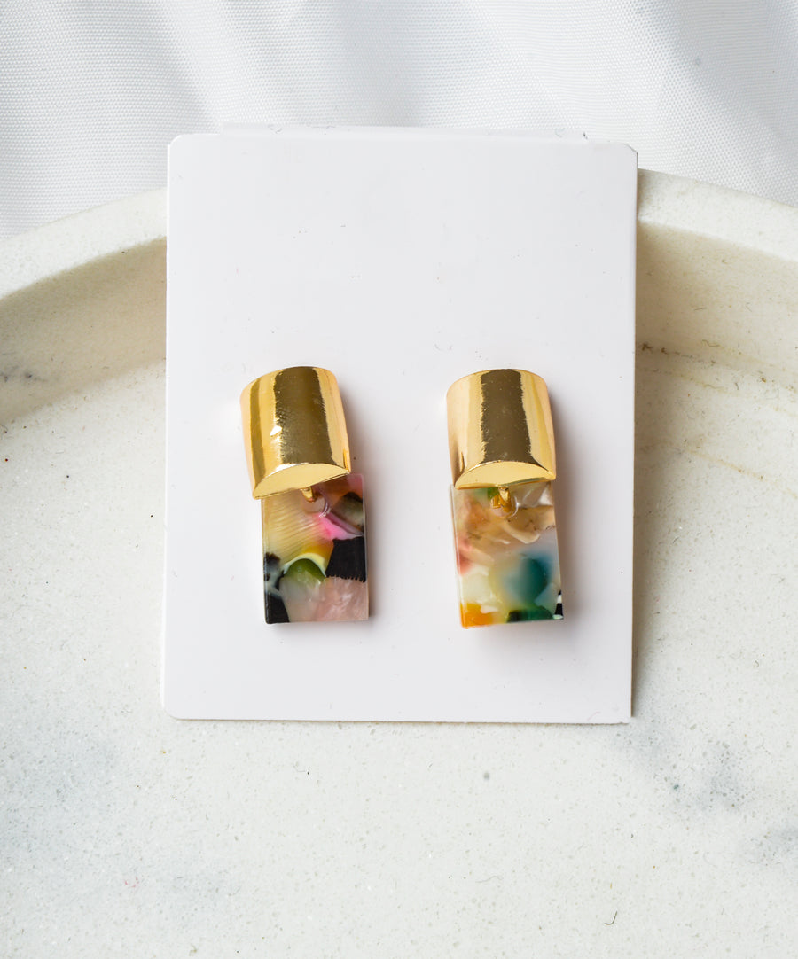 Earrings - Marble | Colored cube