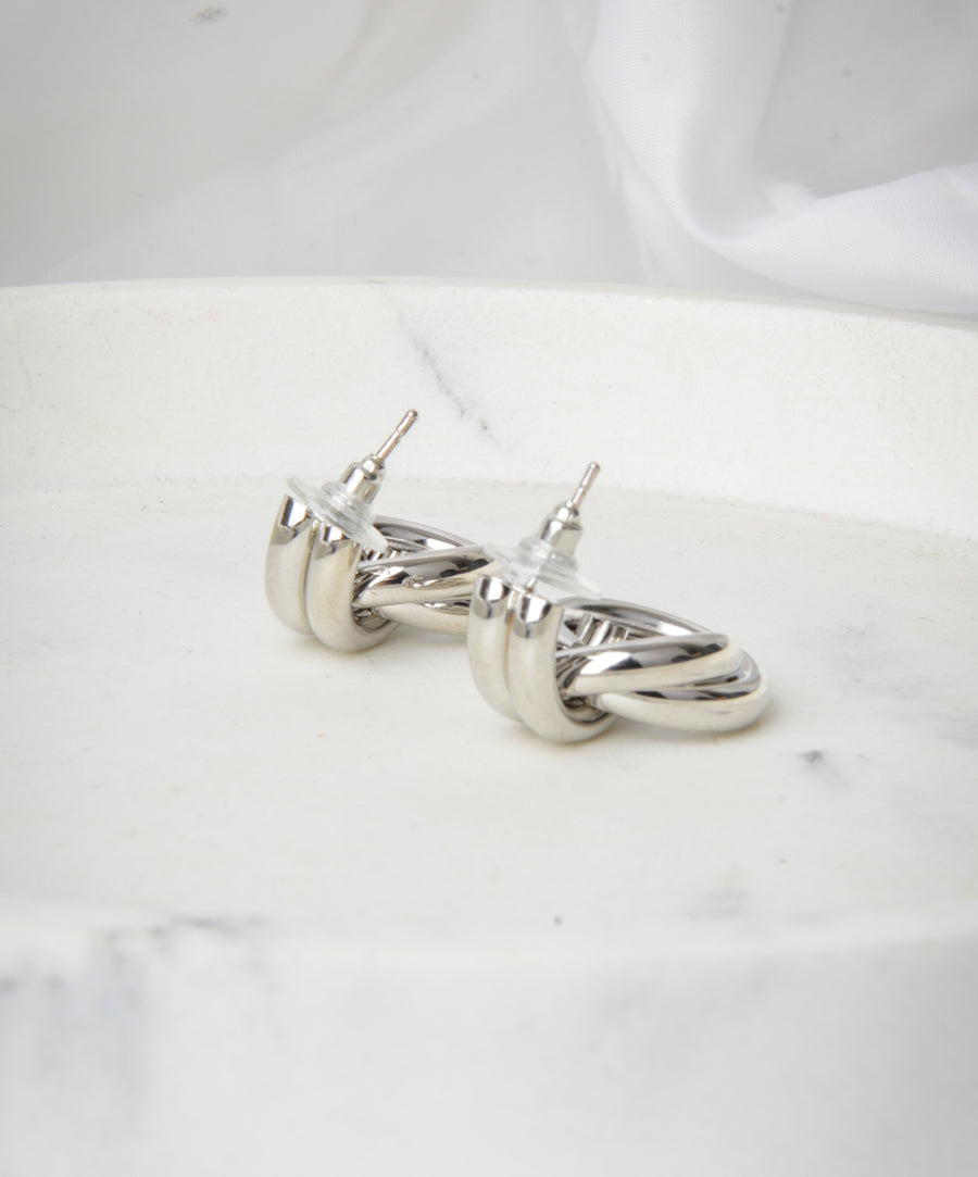 Earrings - Round | Twisted silver double