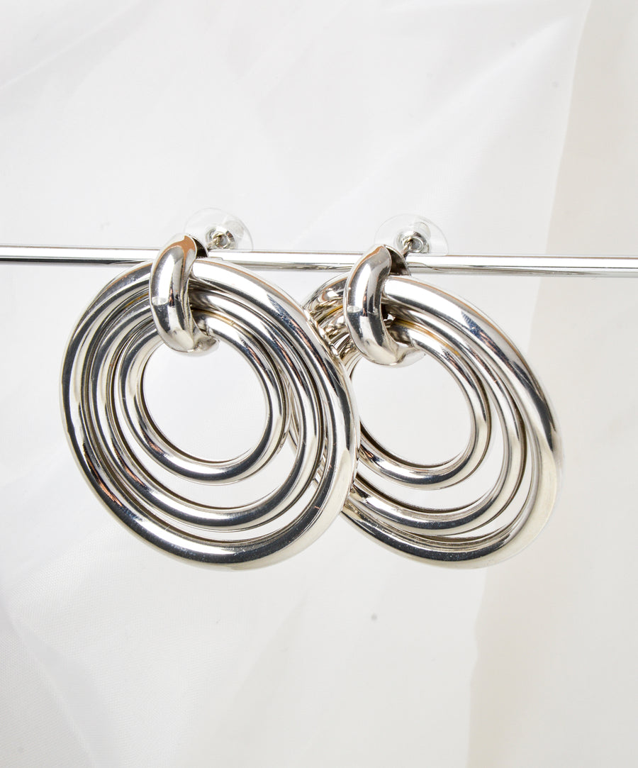 Earrings - Round | Twisted silver triple