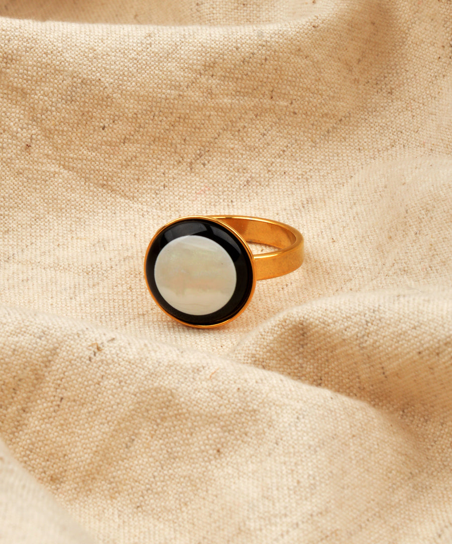 Ring - Black and White Stone