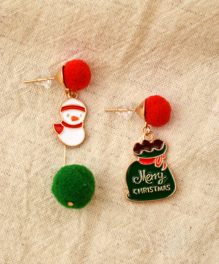 Christmas earrings - Snowman and Santa's bag