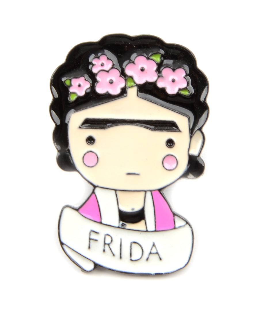 Frida Kahlo alakú, pin jellegű kitűző.