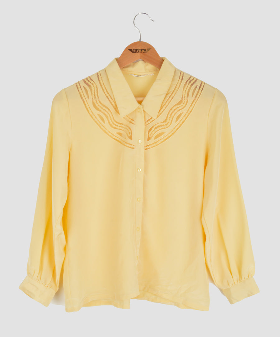 Vintage blouse - With sheer neckline | Yellow
