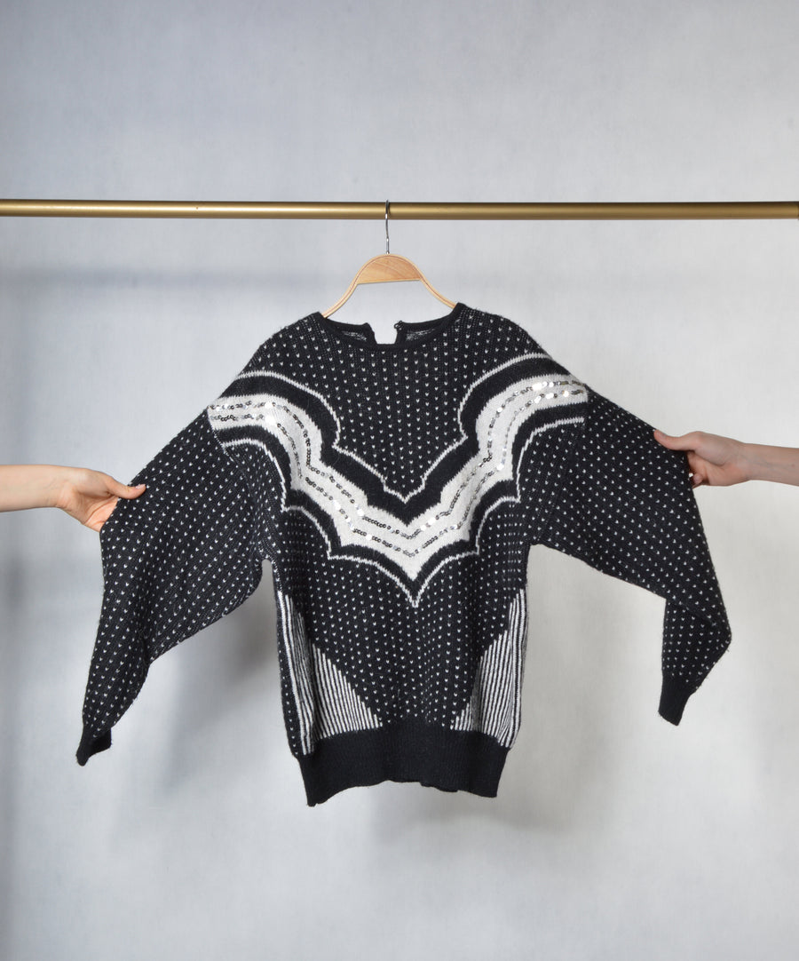 Vintage Sweater | Fringed-Sequin