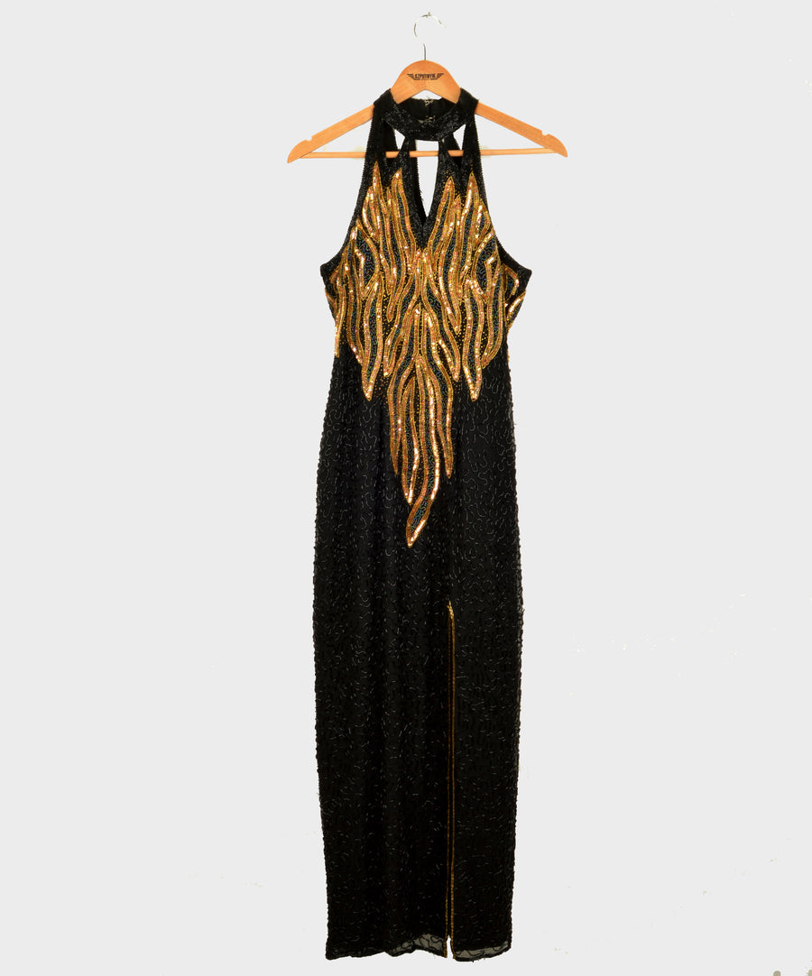 Vintage long dress - Pearl | Black