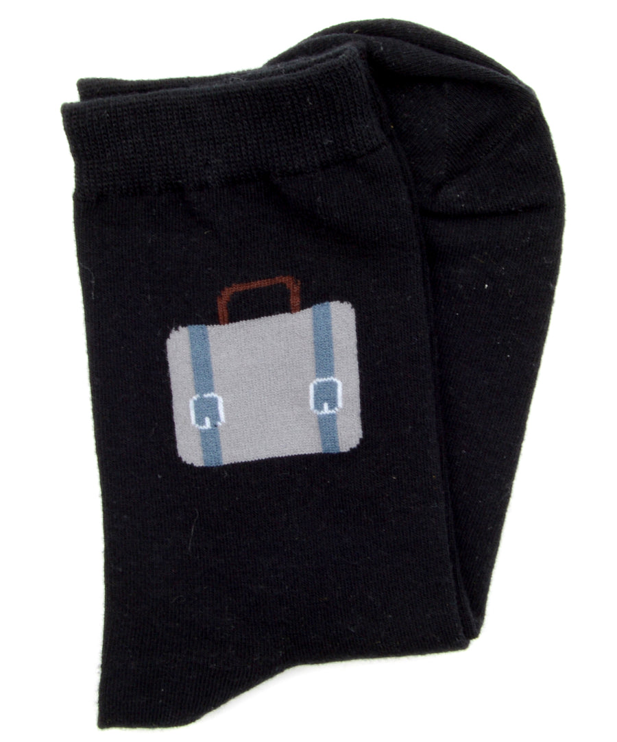 Fekete alapon bőrönd mintás zokni